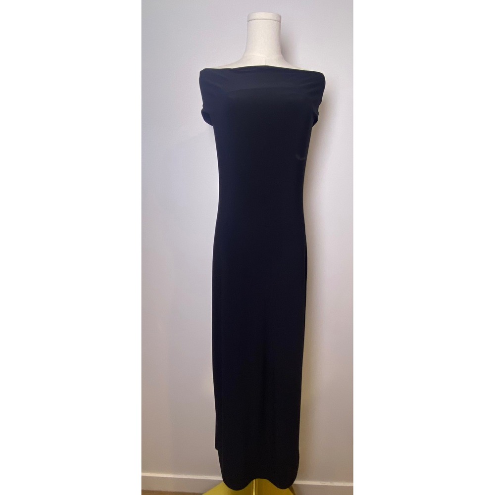 Babaton Aritzia Maxi Dress Large Black Off Shoulder Short Sleeve Minimalist Chic